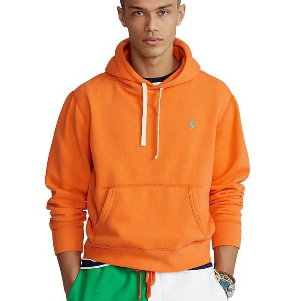 Polo Ralph Lauren RL Fleece Cotton Blend Pullover Hoodie Orange Men's XXL